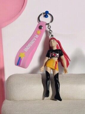 K-pop  'RAINBOW' Star Keychain with Red-Haired Figurine